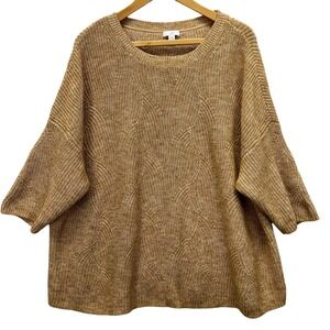 J.Jill Women's Textured Knit Sweater Relaxed Drop Shoulder XL Neutral Oversized